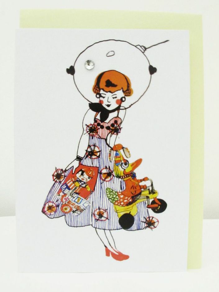Space Doll Greeting Card