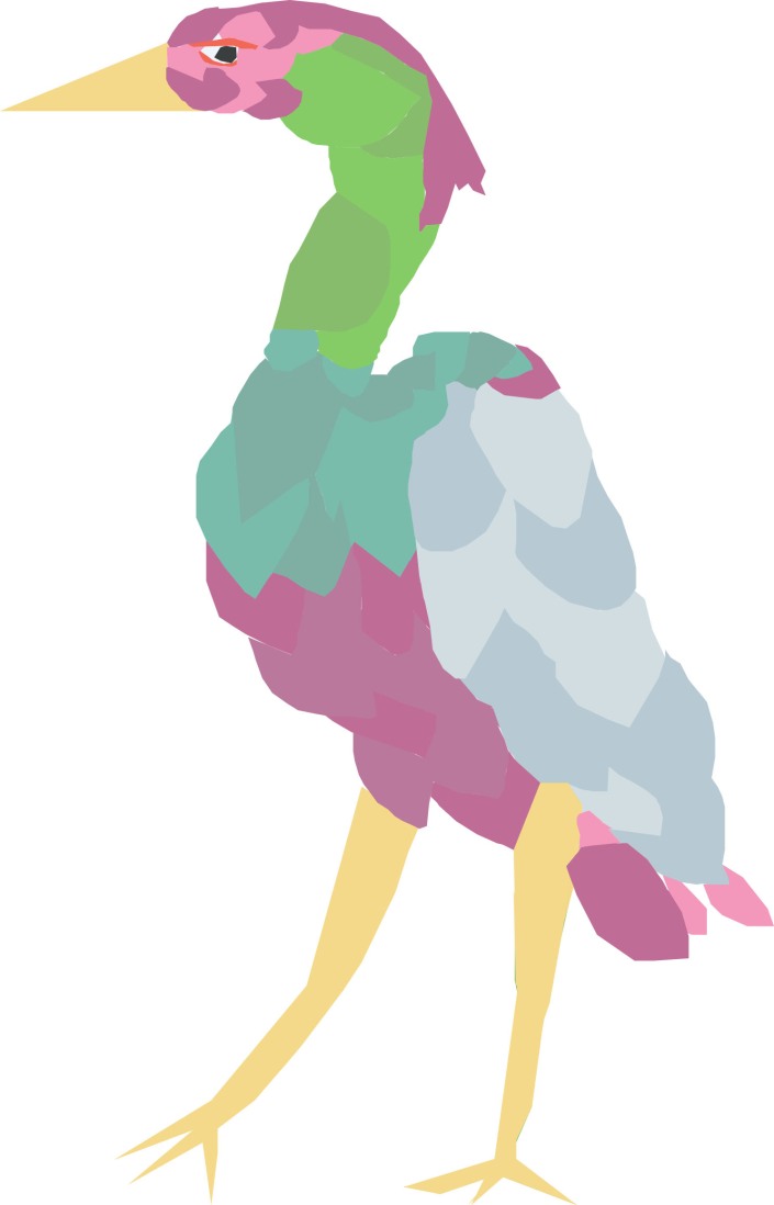 Colourful heron traced